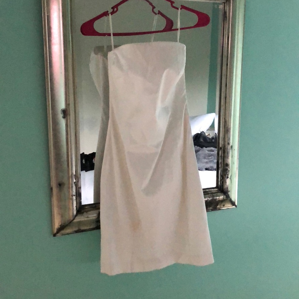White strapless cocktail dress